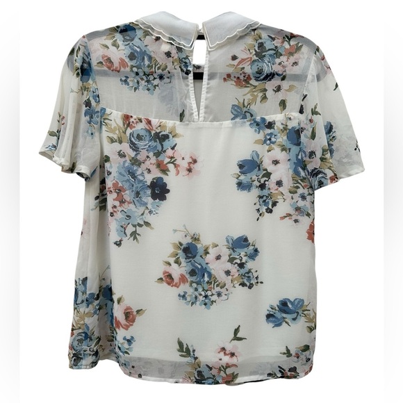 ✨ Faith and Joy Floral Sheer Blouse with Lace Collar small - Picture 8 of 14